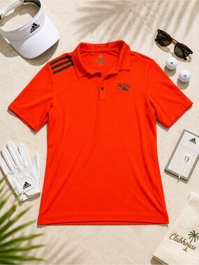Adidas Golf Black Mesa Pro Shop Orange Polo Size S Like New